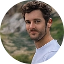 JD, Navy Blue yacht cruise guest at Gerontas in the Cyclades