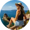 Charlotte Weber, Navy Blue cruise guest in Milos